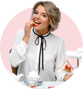 portrait of young woman with sweets